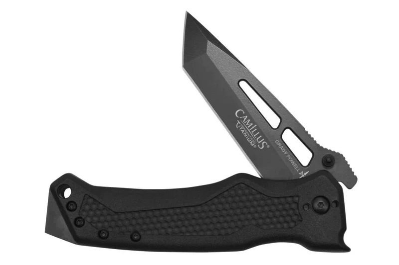 Couteau pliant Camillus GB-8B lame Tanto manche en nylon renforcé de fibres de verre noir 12cm