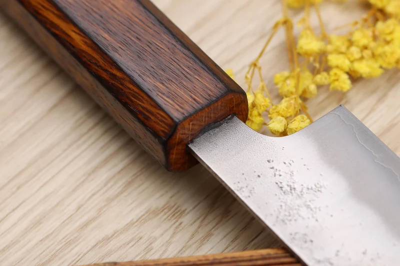 Couteau sujihiki japonais artisanal Wusaki Yoshi G3 chêne 24cm