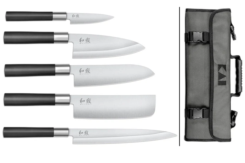 Malette 5 couteaux japonais KAI Wasabi Black JAPON