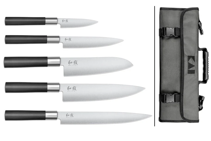 Mallette 5 couteaux japonais KAI Wasabi Black EURO