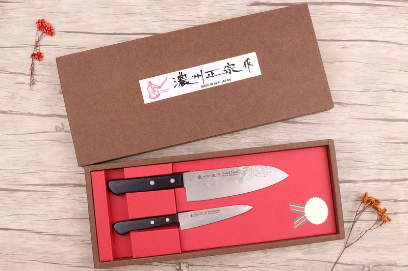 Coffret 2 couteaux japonais Satake Cutlery Nashiji santoku + office