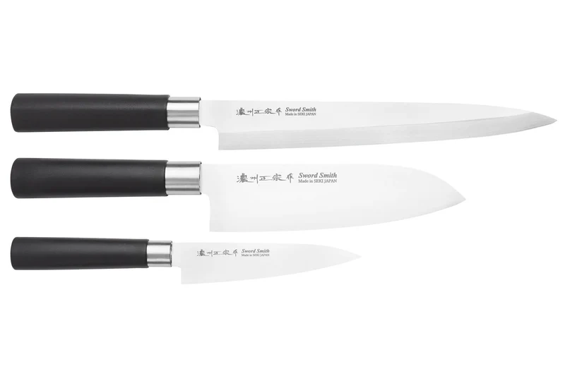 Coffret 3 couteaux japonais Satake Cutlery Traditional PP sashimi + santoku + office