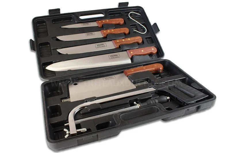 Malette de 8 couteaux et accessoires pour bouchers et chasseurs Pradel Excellence