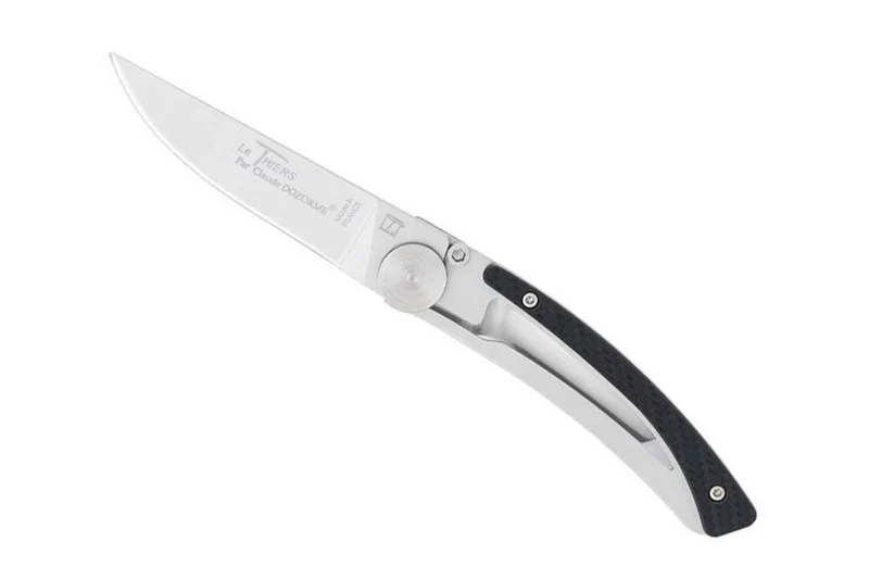 Couteau pliant Le Thiers Liner Lock Claude Dozorme façon carbone 10,5 cm