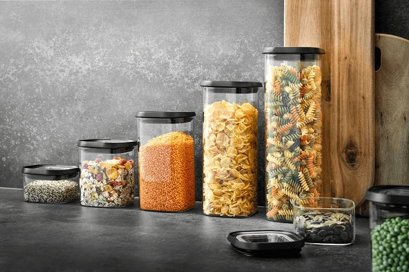 Boîte de conservation Gefu Pantry en verre borosilicate 1400ml + 3 étiquettes autocollantes