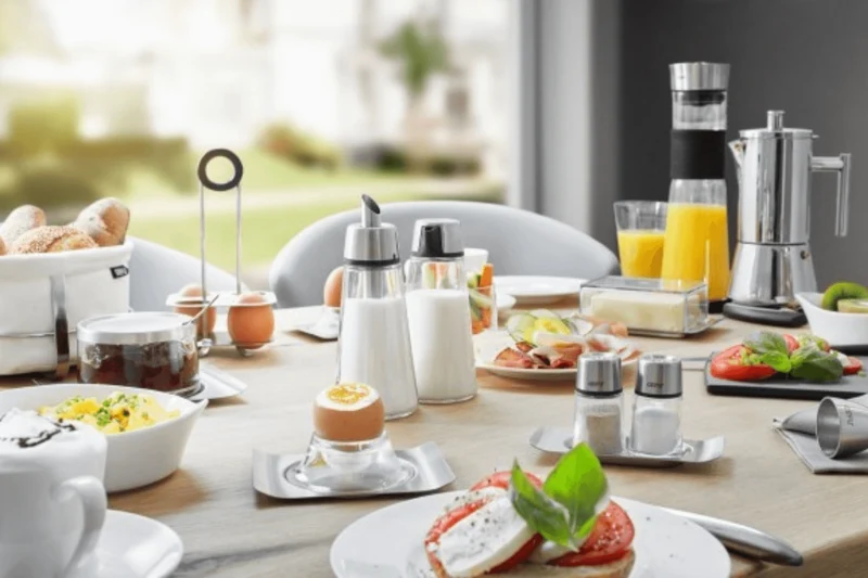 Set de salière et poivrière Gefu Brunch + support inox