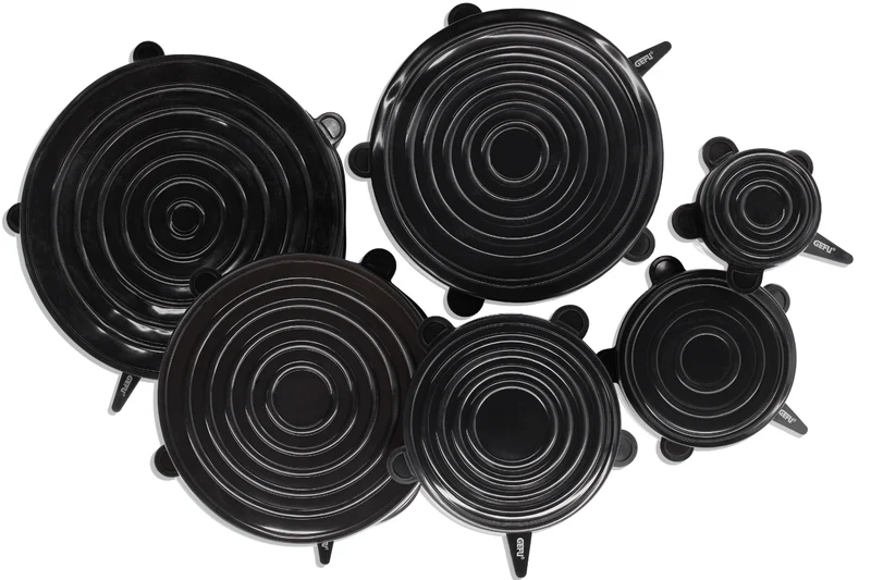 Set de 6 couvercles ronds Gefu Flexifresh en silicone noir