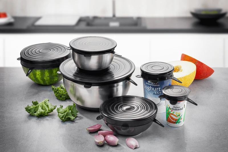 Set de 6 couvercles ronds Gefu Flexifresh en silicone noir