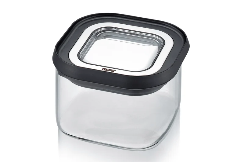 Boîte de conservation Gefu Pantry en verre borosilicate 400ml + 3 étiquettes autocollantes