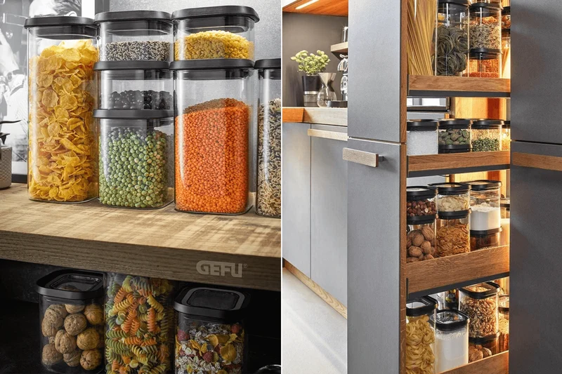Boîte de conservation Gefu Pantry en verre borosilicate 1900ml + 3 étiquettes autocollantes
