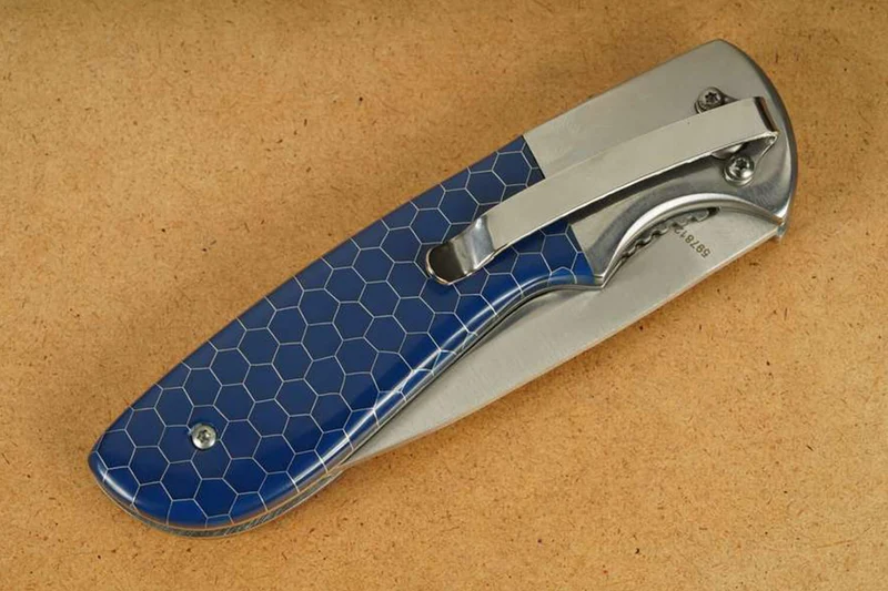 Couteau pliant Herbertz 597812 manche acier / résine synthétique bleue 11,5cm