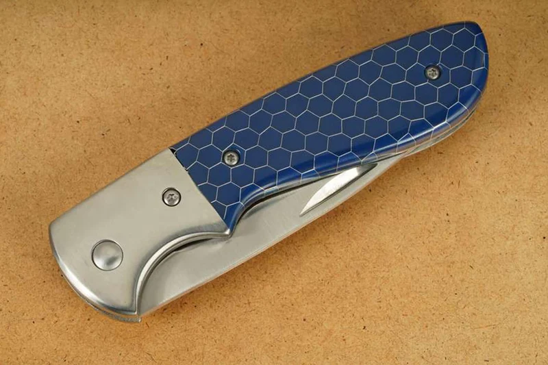 Couteau pliant Herbertz 597812 manche acier / résine synthétique bleue 11,5cm
