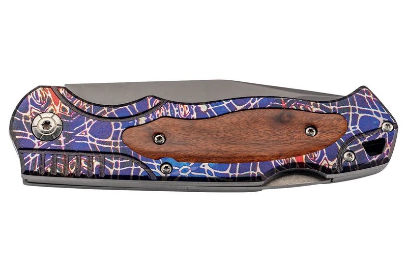 Couteau pliant Herbertz 595413 revêtement titane manche acier à motifs / cocobolo 12,4cm