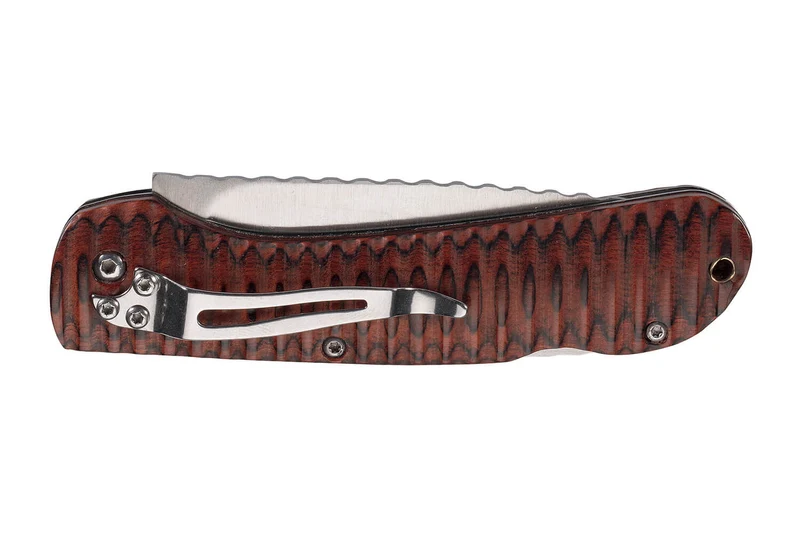 Couteau pliant Herbertz 569811 manche pakkawood strié 11,5cm + clip de poche