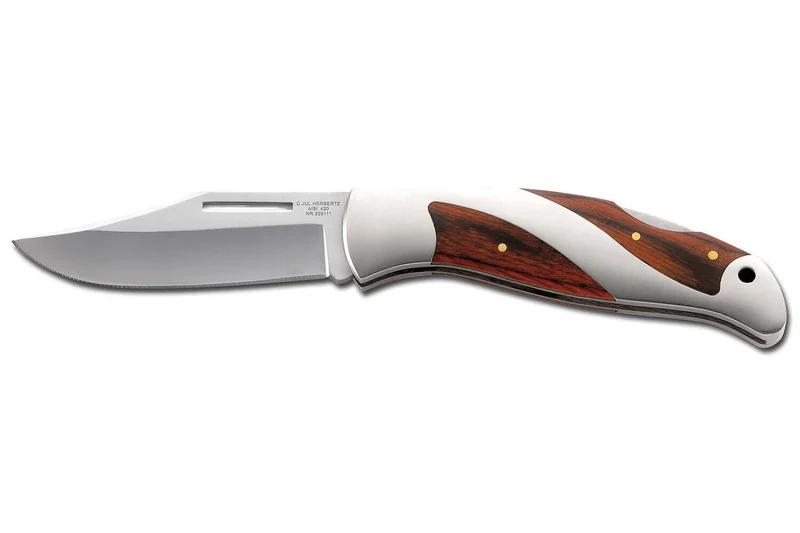 Couteau pliant Herbertz 203111 manche acier / pakkawood 11,2cm + coffret en bois
