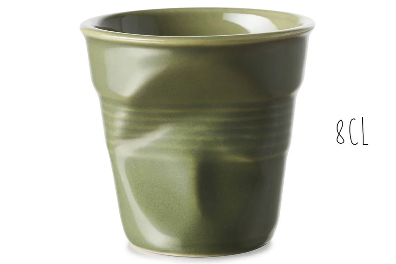 Tasse Revol Espresso Froissé 8cl en porcelaine Vert Garrigue