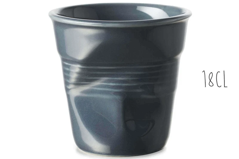 Tasse Revol Cappuccino Froissé 18cl en porcelaine Graphite