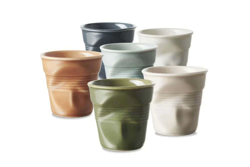 Tasse Revol Cappuccino Froissé 18cl en porcelaine Graphite