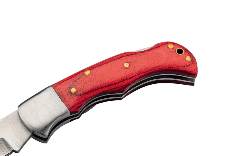 Couteau pliant Herbertz 593808 manche pakkawood rouge et rivets laiton 8cm