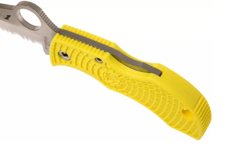 Couteau pliant Spyderco Manbug Salt MYLS manche en nylon/fibres de verre jaune 6,4cm