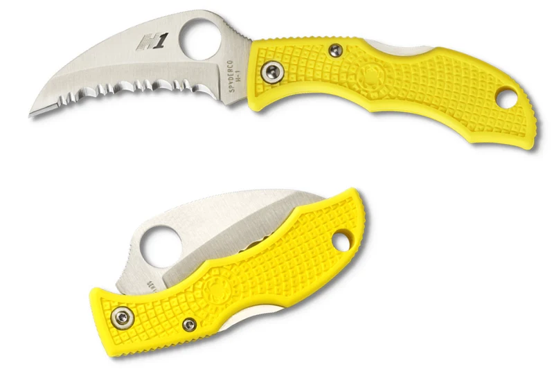 Couteau pliant Spyderco Ladybug 3 LYLS3HB Hawkbill manche en nylon/fibre de verre jaune 6,2cm