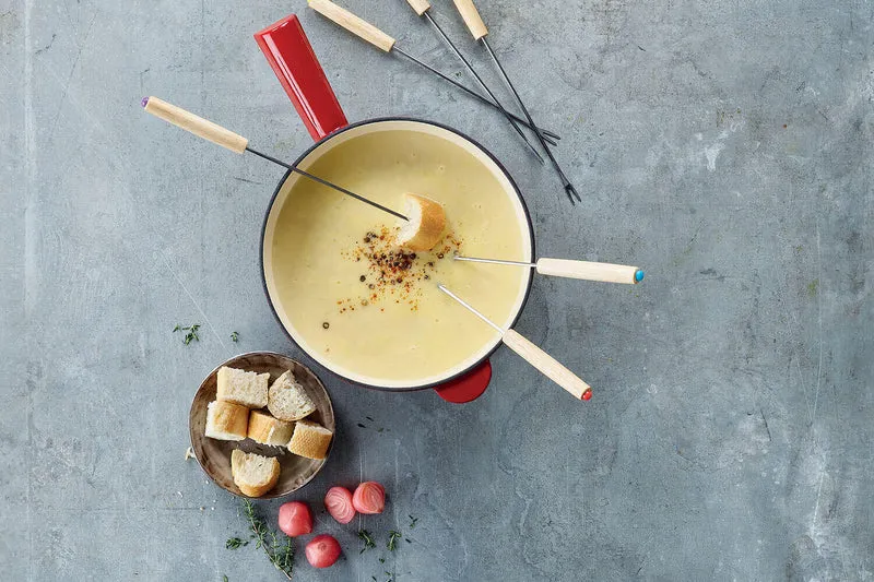 Service à fondue à fromage Beka Belledone en fonte émaillée pour 6 personnes - Coloris rouge