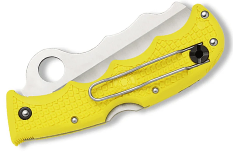 Couteau pliant Spyderco Assist C79PSYL semi-denté manche en nylon/fibre de verre jaune 12,4cm