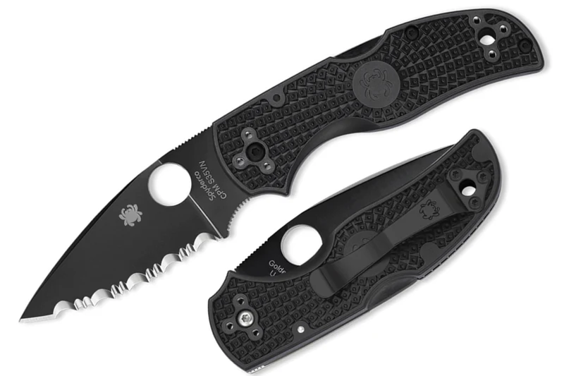 Couteau pliant Spyderco Native 5 C41SBBK5 lame dentée manche en nylon/fibre de verre noir 10,2cm