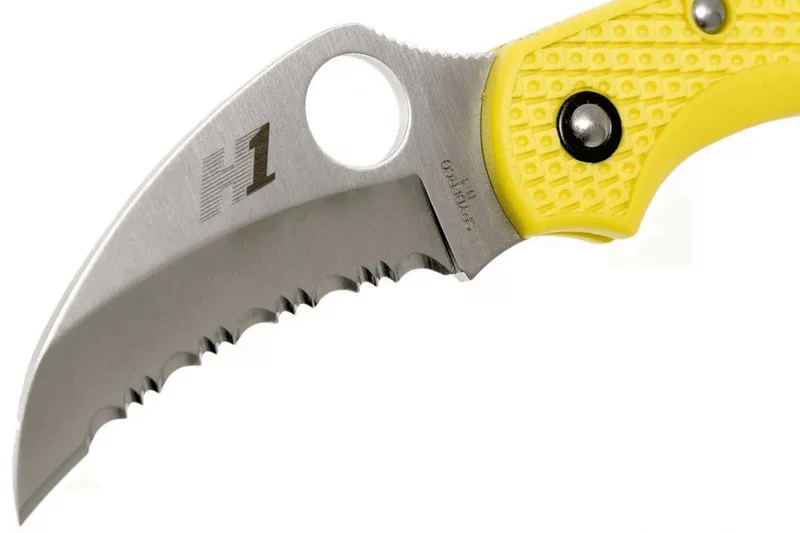Couteau pliant Spyderco Dragonfly 2 Salt Hawkbill C28SYL2HB manche en nylon/fibre de verre jaune 8,5cm