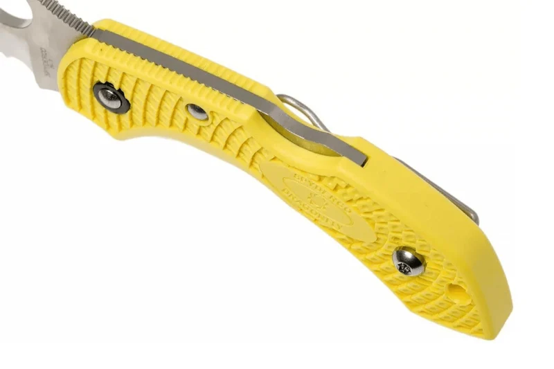 Couteau pliant Spyderco Dragonfly 2 Salt Hawkbill C28SYL2HB manche en nylon/fibre de verre jaune 8,5cm