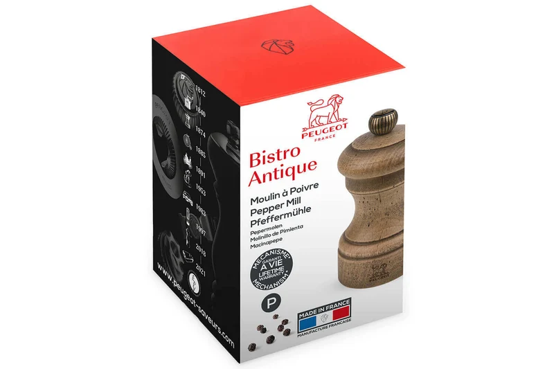 Moulin à poivre manuel Peugeot Bistro Specials Antique 10cm en hêtre patiné