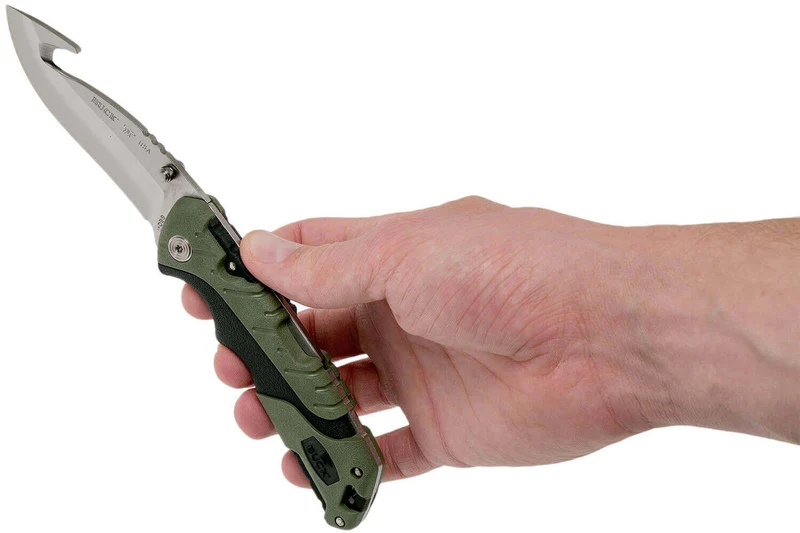 Couteau pliant BUCK PURSUIT LARGE GUTHOOK 0660GRG manche nylon/fibres de verre 12,6cm + Étui