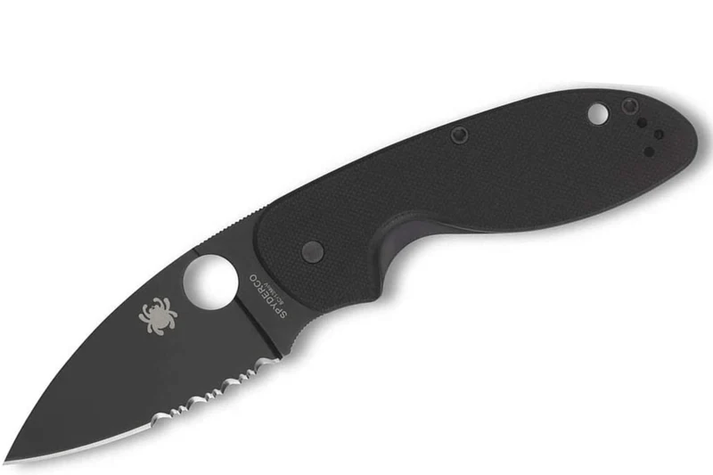 Couteau pliant Spyderco Efficient C216GPSBBK manche en G10 lame semi dentée noire 10,4cm
