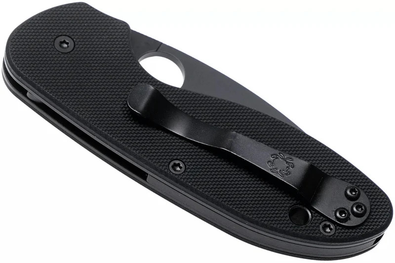Couteau pliant Spyderco Efficient C216GPSBBK manche en G10 lame semi dentée noire 10,4cm
