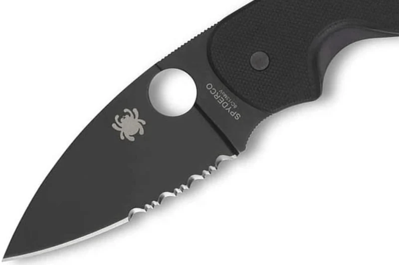 Couteau pliant Spyderco Efficient C216GPSBBK manche en G10 lame semi dentée noire 10,4cm