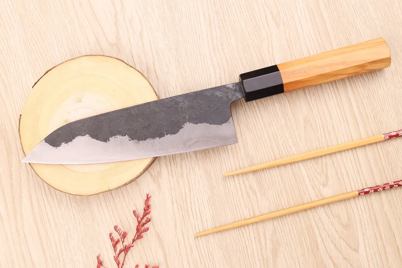 Couteau de chef 18cm japonais artisanal Yoshimune par Kawamura Black WS2