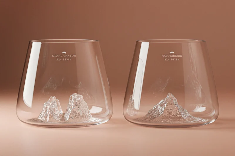 Set de 2 verres à spiritueux Alaskan Maker Topographic Grand Canyon & Matterhorn en verre cristallin