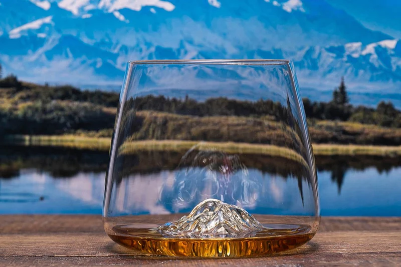 Set de 2 verres à spiritueux Alaskan Maker Topographic Mont Fuji & Denali en verre cristallin