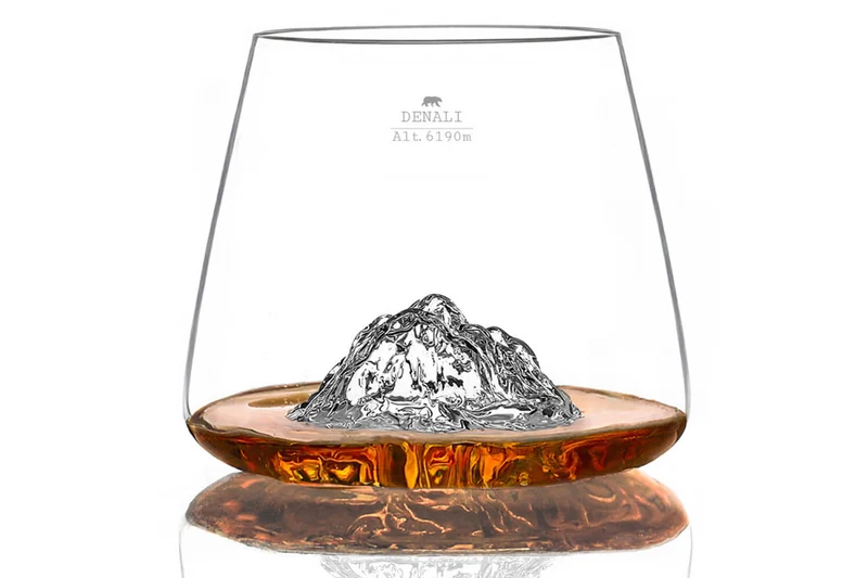 Set de 2 verres à spiritueux Alaskan Maker Topographic Mont Fuji & Denali en verre cristallin