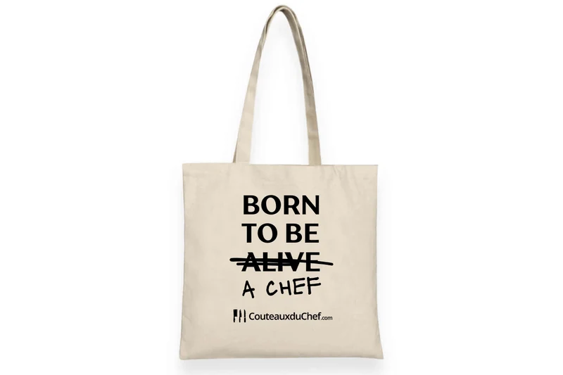 Totebag officiel "Born to be a chef" - 100% coton
