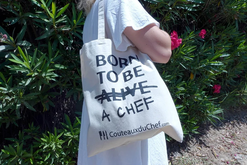 Totebag officiel "Born to be a chef" - 100% coton