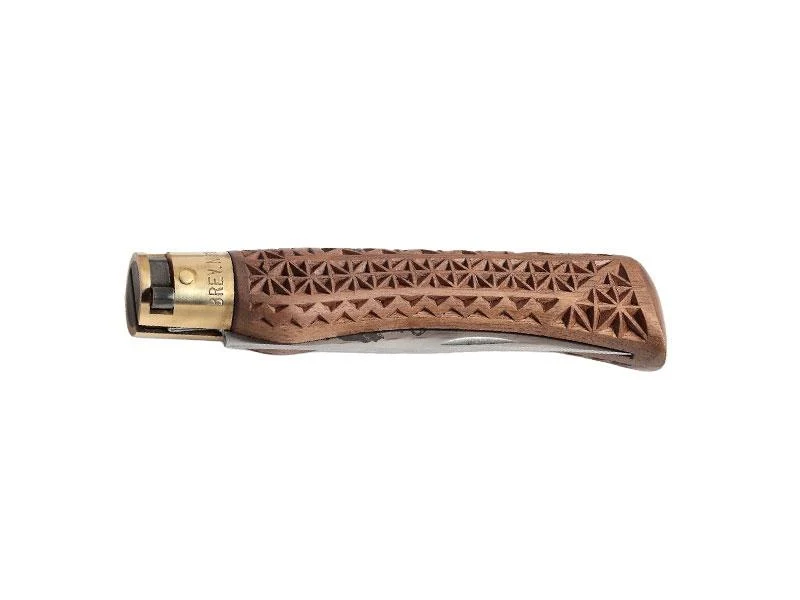 Couteau Pliant Old Bear Noyer Sculpté Taille L