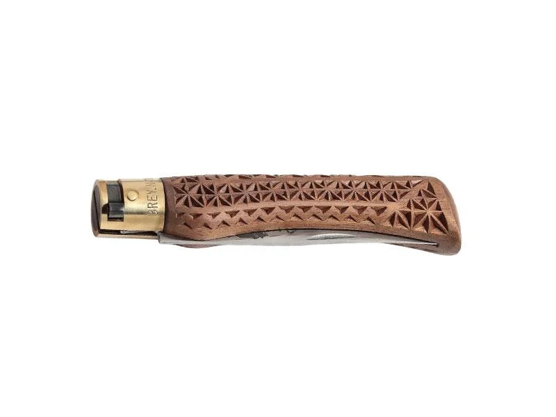 Couteau Pliant Old Bear Noyer Sculpté Taille M