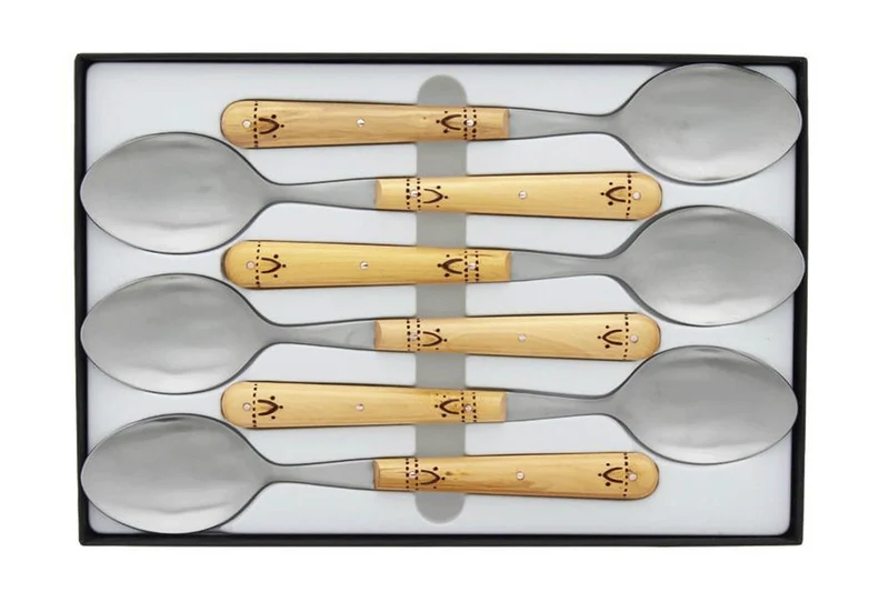 Coffret de 6 cuillères de table Nontron 87602 manche buis rond 20cm