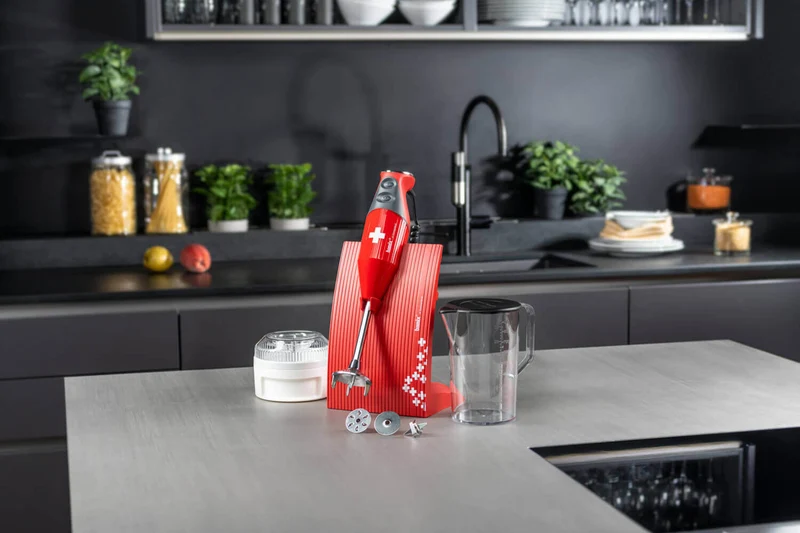 Bamix Mixeur plongeant M200 Swissline Rouge croix avec accessoires