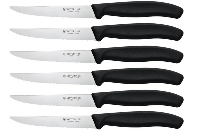 Set de 6 Couteaux steak lame 11cm Victorinox manche noir