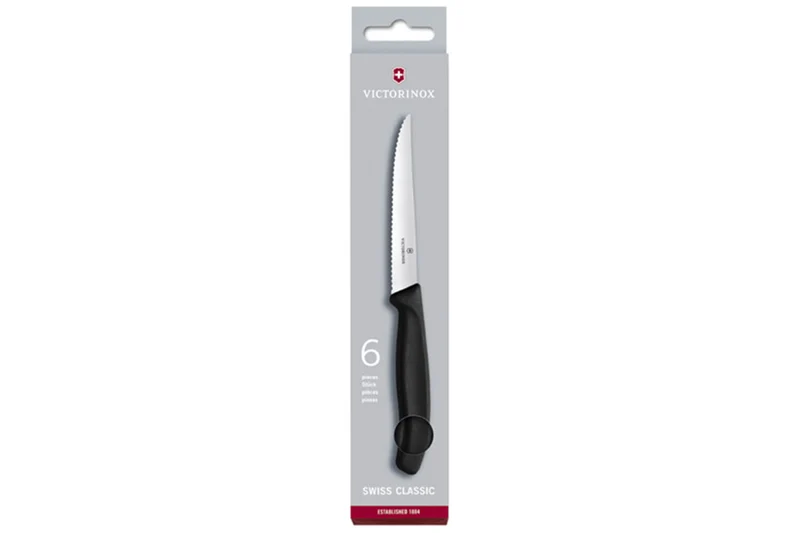 Set de 6 Couteaux steak lame 11cm Victorinox manche noir