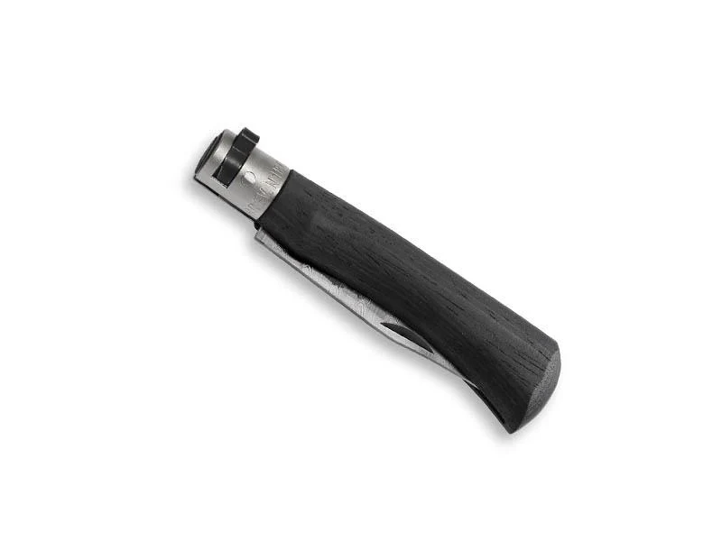 Couteau Pliant Old Bear Total Black Virole Grise Acier Damas