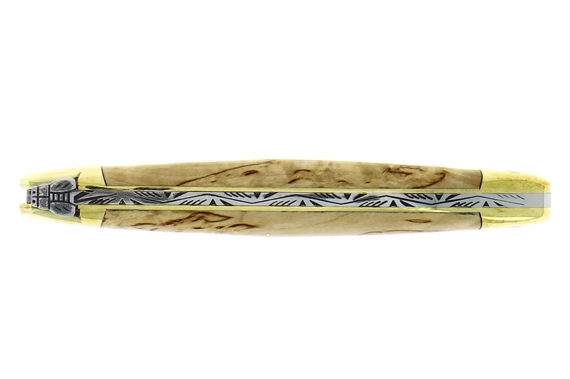Couteau pliant Forge de Laguiole manche en bouleau 11cm mitres en laiton