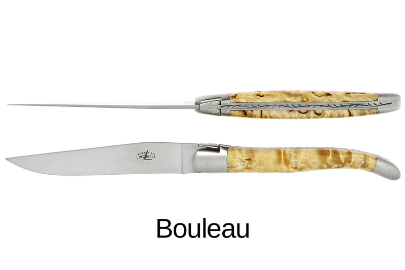 Coffret de 6 couteaux de table Forge de Laguiole 2 mitres en inox panache de bois